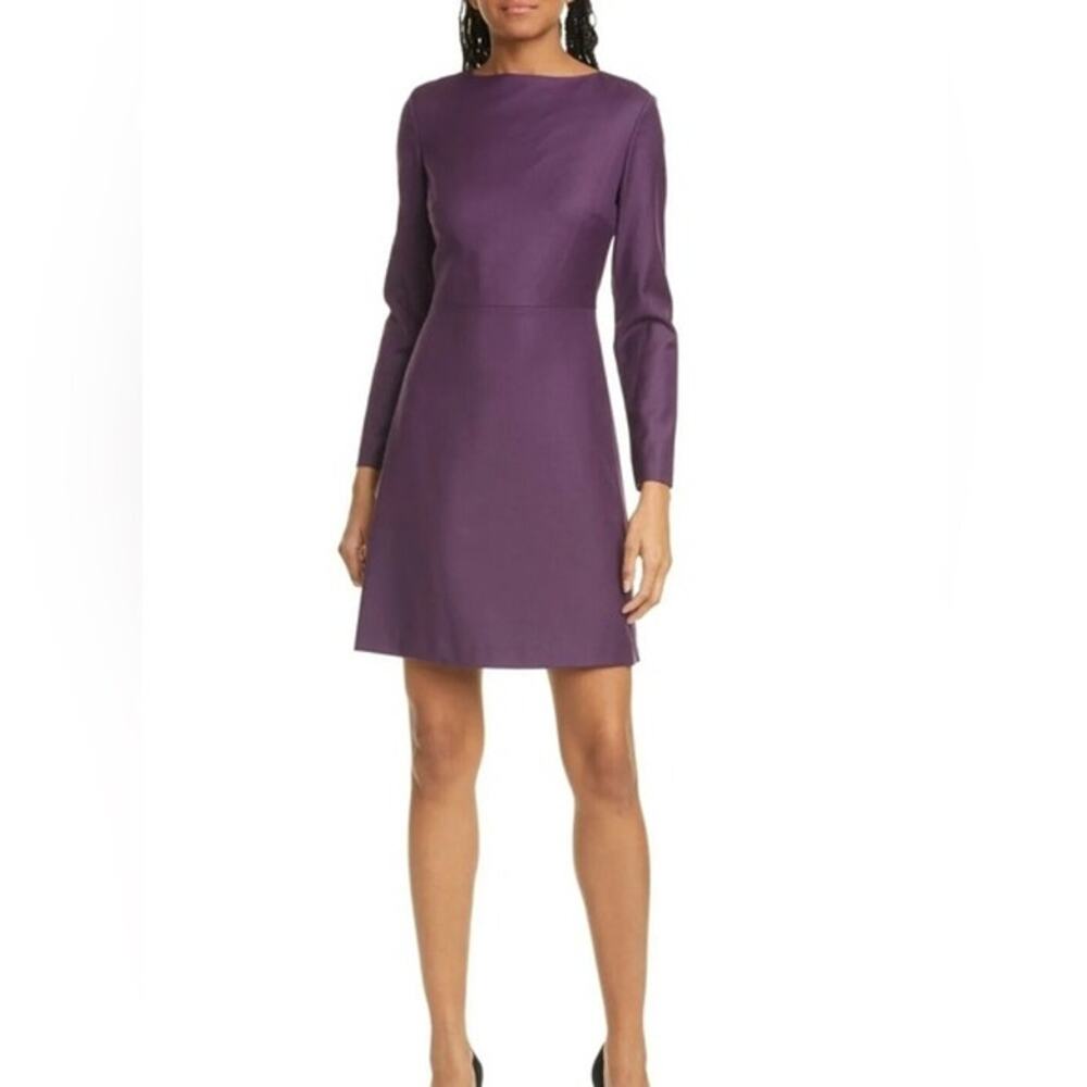 Theory Plum Purple Kamillina Dress‎ Women's Size 16 Virgin Wool Career Modest